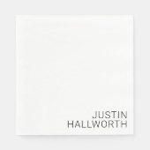 Moderner schwarzer Name in Weiß Serviette (Vorderseite)