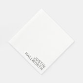 Moderner schwarzer Name in Weiß Serviette (Ecke)