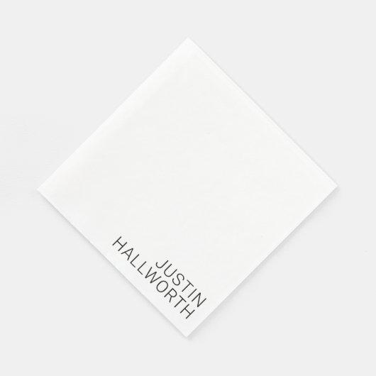 Moderner schwarzer Name in Weiß Serviette (Ecke)