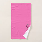 Moderner schwarzer Name | Neon Hot Pink Color Badhandtuch Set (Handtuch)