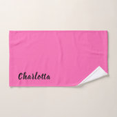 Moderner schwarzer Name | Neon Hot Pink Color Badhandtuch Set (Handtuch)