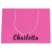 Moderner schwarzer Name | Neon Hot Pink Color Große Geschenktüte (Vorderseite)
