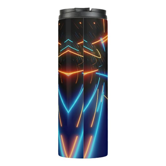 Moderner schwarzer Neon Led Thermosbecher (Rückseite)