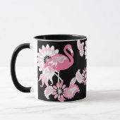 Moderner schwarzer Pink Flamingo-Kaffee Tasse (Links)