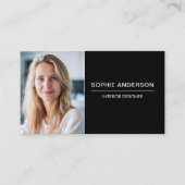 Moderner schwarzer professioneller Foto-QR-Code Visitenkarte (Vorderseite)