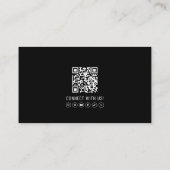 Moderner schwarzer professioneller QR-Code-Foto Visitenkarte (Rückseite)
