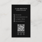 Moderner schwarzer professioneller QR-Code Visitenkarte (Rückseite)