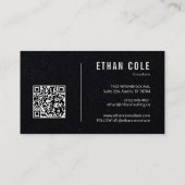 Moderner schwarzer QR-Code beruflich Visitenkarte (Rückseite)