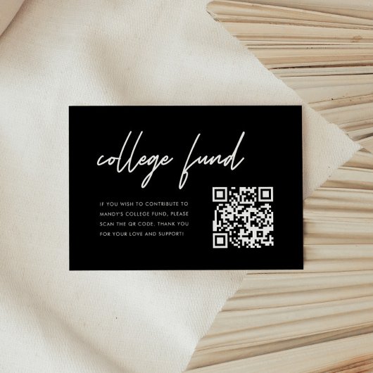 Moderner schwarzer QR-Code für Hochschulstipendien Begleitkarte