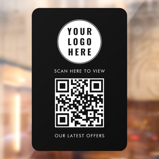 Moderner schwarzer QR-Code Geschäft-Logo-Scan hier Fensteraufkleber (Blatt 2)