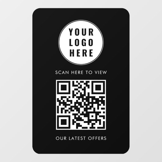 Moderner schwarzer QR-Code Geschäftslogo-Scan hier Fensteraufkleber (Blatt)