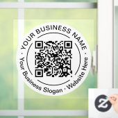 Moderner Schwarzer QR-Code Geschäftsname Slogan Ru Fensteraufkleber (Zuhause)