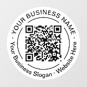 Moderner Schwarzer QR-Code Geschäftsname Slogan Ru Fensteraufkleber (Blatt)