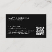 Moderner schwarzer QR-Code | Minimalist Profession Visitenkarte (Vorderseite)