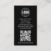 Moderner schwarzer QR-Code Minimalist Visitenkarte (Rückseite)
