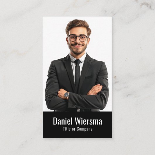 Moderner schwarzer QR-Code Minimalistisch Visitenkarte (Vorderseite)