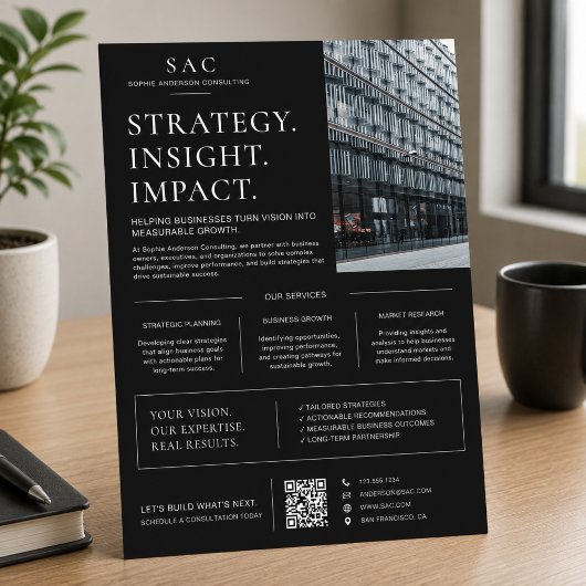 Moderner Schwarzer QR-Code Professional Consultant Flyer