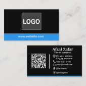 Moderner schwarzer QR-Code und Firmenlogo Visitenkarte (Vorne/Hinten)