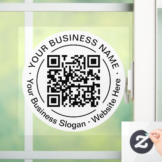 Moderner schwarzer QR-Code - Unternehmensname Slog Fensteraufkleber (Zuhause)