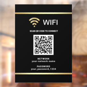 Moderner schwarzer QR-Code Wifi-Netzwerk-Passwort Fensteraufkleber