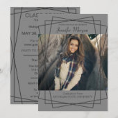 Moderner Schwarzer Rahmen Foto Abschluss Einladung (Vorne/Hinten)