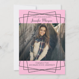 Moderner Schwarzer Rahmen Foto Abschluss Einladung