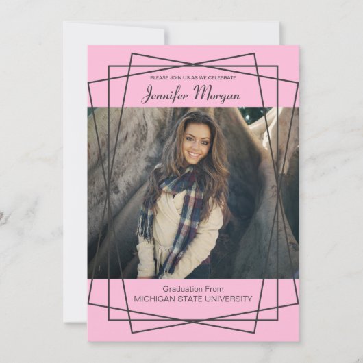 Moderner Schwarzer Rahmen Foto Abschluss Einladung (Vorderseite)