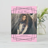 Moderner Schwarzer Rahmen Foto Abschluss Einladung (Stehend Vorderseite)