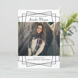 Moderner Schwarzer Rahmen Foto Abschluss Einladung