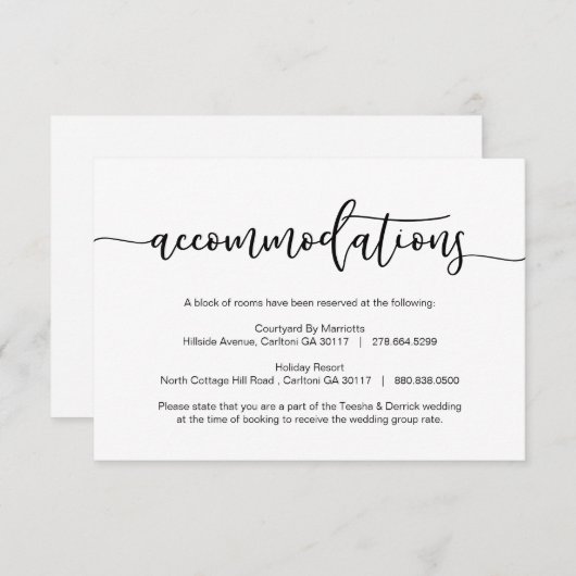 Moderner Schwarzer romantischer Schriftart, Unterk Begleitkarte (Vorne/Hinten)