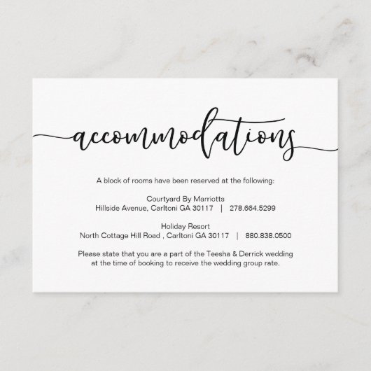 Moderner Schwarzer romantischer Schriftart, Unterk Begleitkarte (Vorderseite)