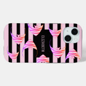 Moderner Schwarzer Rosa Gelbfisch Personalisiert Case-Mate iPhone Hülle (Rückseite (Horizontal))