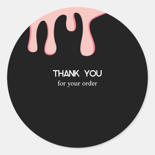 Moderner Schwarzer Rosa Tropfen Schönheitssalon Da Runder Aufkleber (Vorderseite)