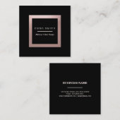 Moderner schwarzer Rosen-Goldrahmen-berufliches Quadratische Visitenkarte (Vorne/Hinten)