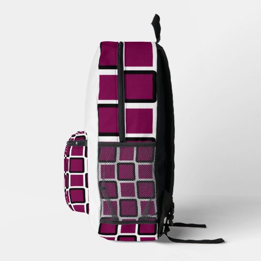 Moderner schwarzer Rucksack mit Wine & White Squar (Rechts)