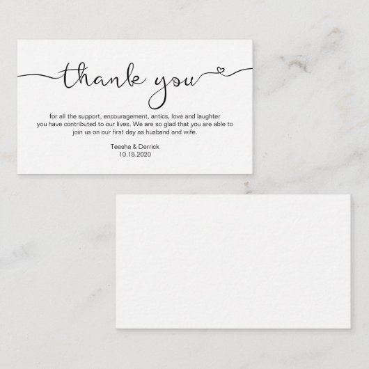 Moderner schwarzer rustikaler Schriftart, Hochzeit Begleitkarte (Vorne/Hinten)