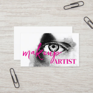Moderner Schwarzer Salon Rosa Lippen Makeup Artist Visitenkarte
