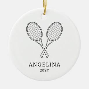 Moderner schwarzer Schläger personalisierter Name Keramik Ornament