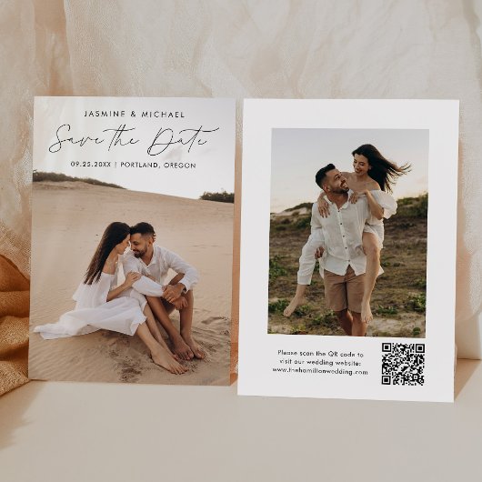 Moderner schwarzer Schrift-QR-Code 2 Foto Save The Date