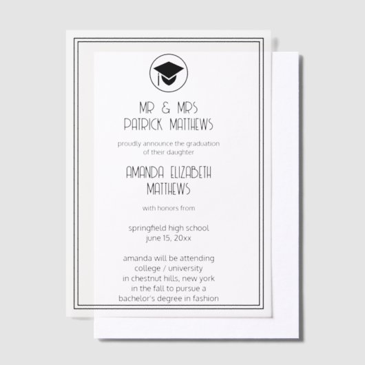 Moderner Schwarzer Schriftart Einfaches Abschluss Pergament Einladungen (Versetzt)