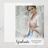 Moderner Schwarzer Script-Graduate-Foto-Abschluss Ankündigung (Vorne/Hinten)
