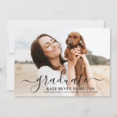 Moderner Schwarzer Script-Graduate-Foto-Abschluss Einladung (Vorderseite)