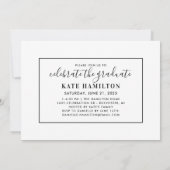 Moderner Schwarzer Script-Graduate-Foto-Abschluss Einladung (Rückseite)