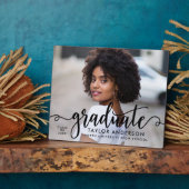 Moderner Schwarzer Script-Graduate-Foto-Abschluss Fotoplatte (Seite)