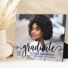 Moderner Schwarzer Script-Graduate-Foto-Abschluss Fotoplatte