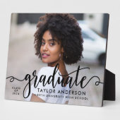 Moderner Schwarzer Script-Graduate-Foto-Abschluss Fotoplatte (Seite)