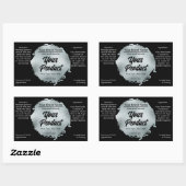 Moderner Schwarzer Silberfilm Glamour Luxus Custom Rechteckiger Aufkleber (Blatt)