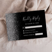 Moderner Schwarzer Silver Imitat Glitzer Edge RSVP Karte