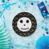 Moderner Schwarzer Spooky Halloween Skull Pappteller (Party)