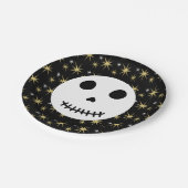 Moderner Schwarzer Spooky Halloween Skull Pappteller (Schrägansicht)